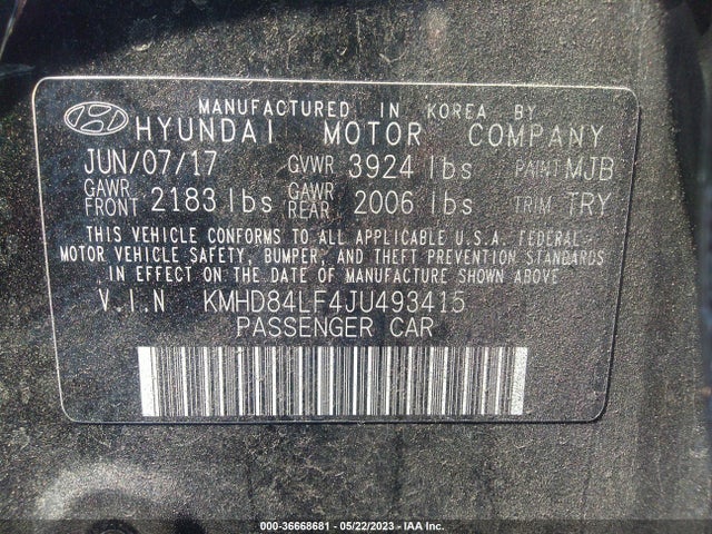 2018 HYUNDAI ELANTRA VALUE EDITION VIN: KMHD84LF4JU493415