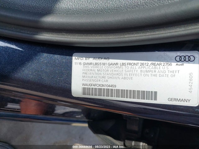 WAUGFAFCXGN104459 Audi A6 2.0t Premium Plus