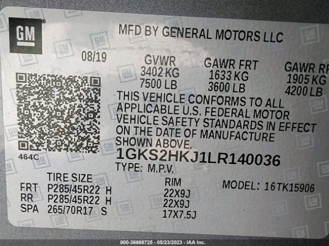 1GKS2HKJ1LR140036 GMC YUKON XL DENALI