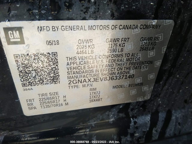 Chevrolet EQUINOX LT 2018 2GNAXJEV8J6337140 Image 9