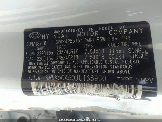 Hyundai Kona Ultimate 2018 KM8K5CA50JU168930 Image 10