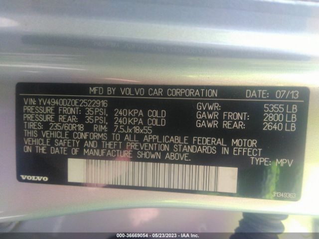 YV4940DZ0E2522916 Volvo Xc60 3.2l