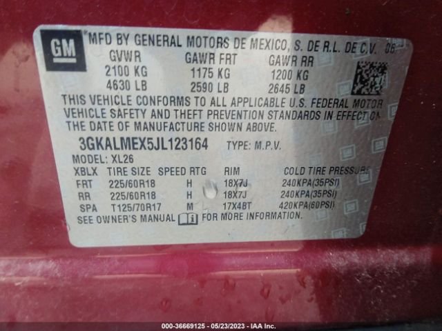 3GKALMEX5JL123164 GMC Terrain Sle