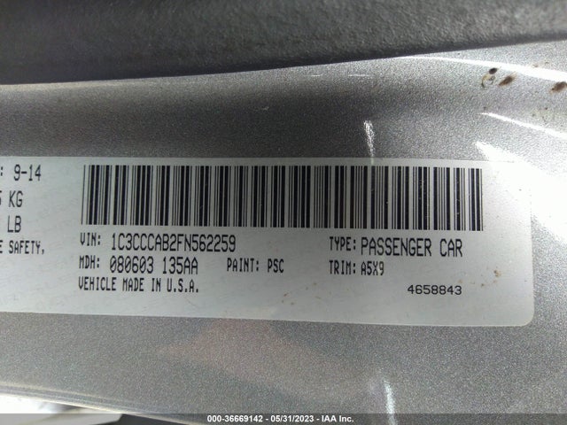 2015 CHRYSLER 200 LIMITED VIN: 1C3CCCAB2FN562259