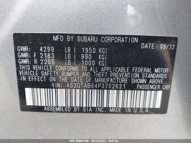 2023 Subaru Impreza, VIN: 4S3GTAB64P3702621