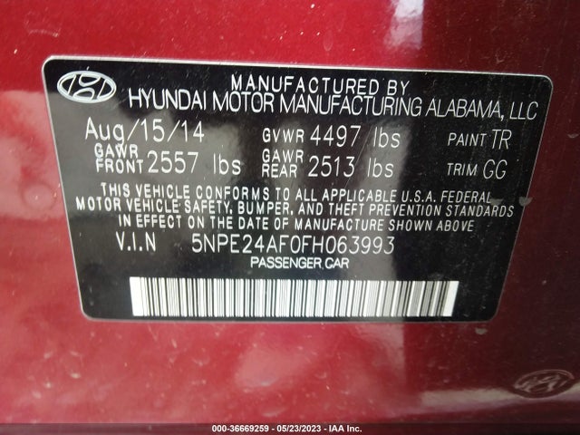 Hyundai Sonata 2.4l Se 2015 5NPE24AF0FH063993 Image 11