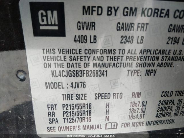 KL4CJGSB3FB268341 Buick Encore Leather