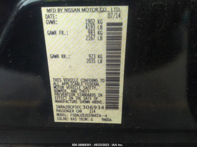 1N4AZ0CP3FC306934 Nissan Leaf Sl