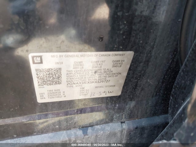 Chevrolet EQUINOX LT 2019 2GNAXVEX5K6129727 Image 10