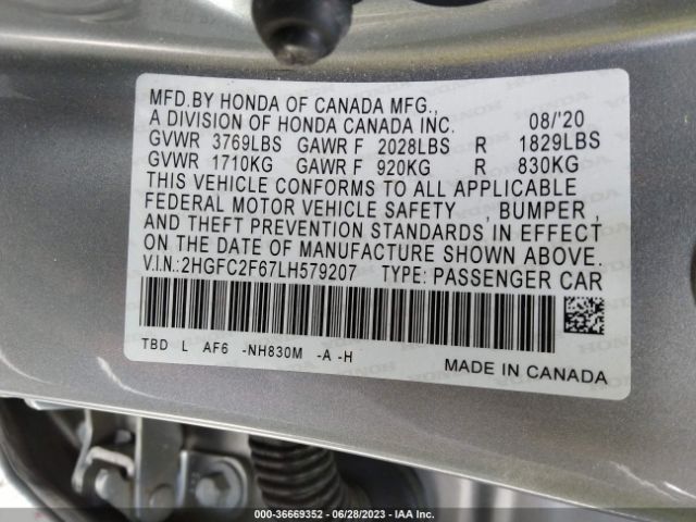 2HGFC2F67LH579207 Honda Civic Sedan Lx