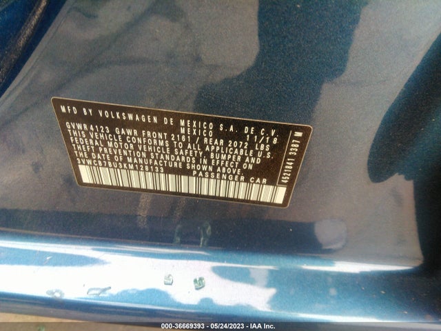 3VWCB7BU3KM128133 Volkswagen Jetta S/se/r-line