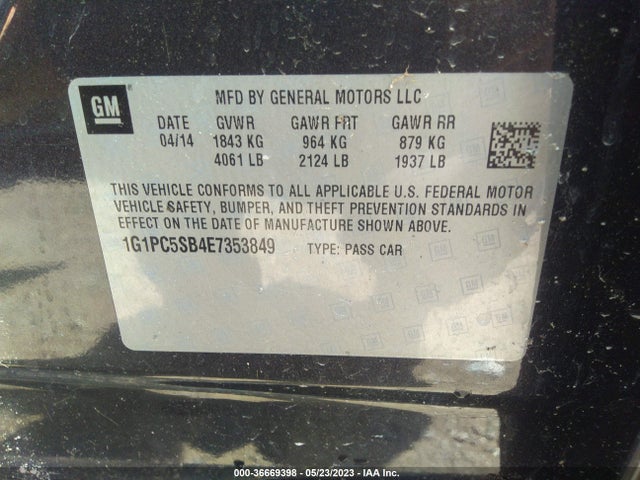 Chevrolet Cruze 1lt Auto 2014 1G1PC5SB4E7353849 Image 9