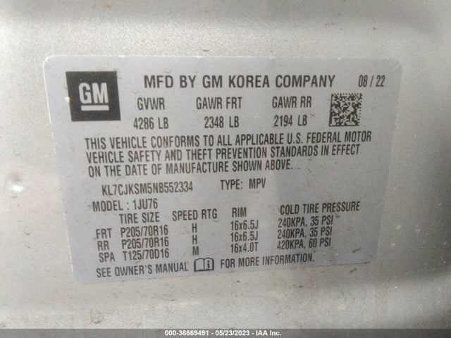 Chevrolet le2 2022 KL7CJKSM5NB552334 Image 25