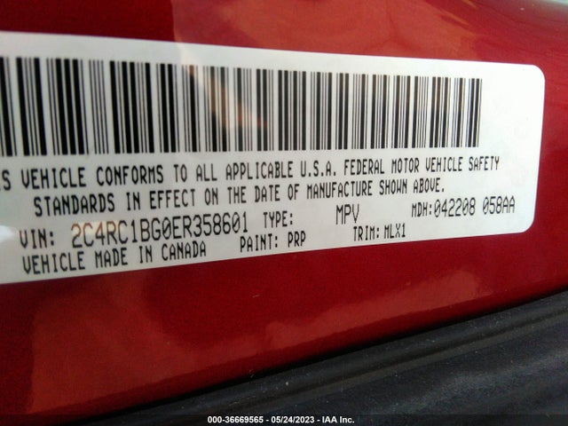 2C4RC1BG0ER358601 Chrysler Town & Country Touring