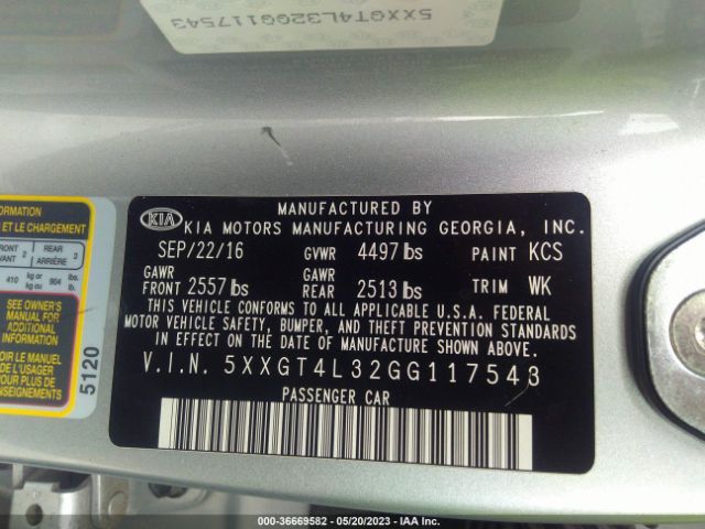 5XXGT4L32GG117543 KIA Optima Lx