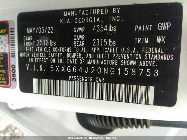 2022 KIA K5 GT LINE VIN: 5XXG64J20NG158753