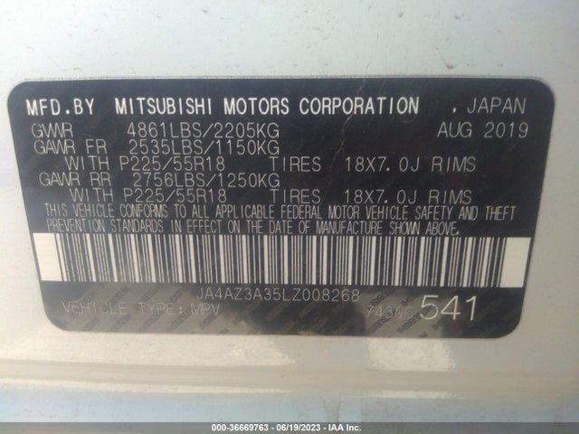 JA4AZ3A35LZ008268 Mitsubishi Outlander Es/se/sel/le/sp