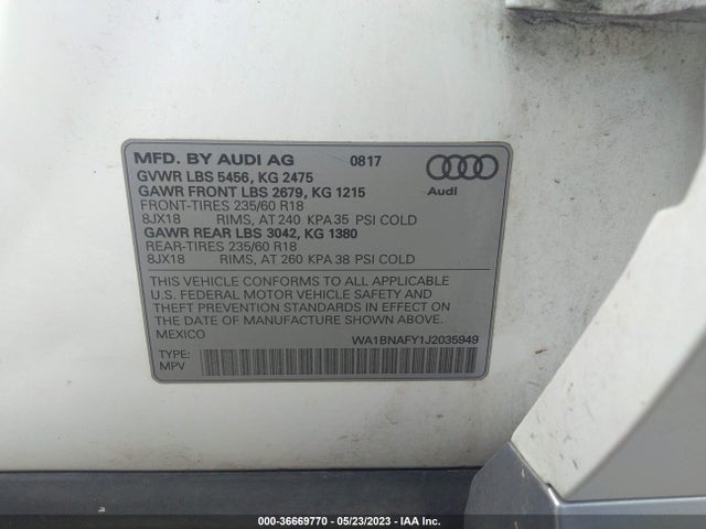 WA1BNAFY1J2035949 Audi Q5 Premium Plus
