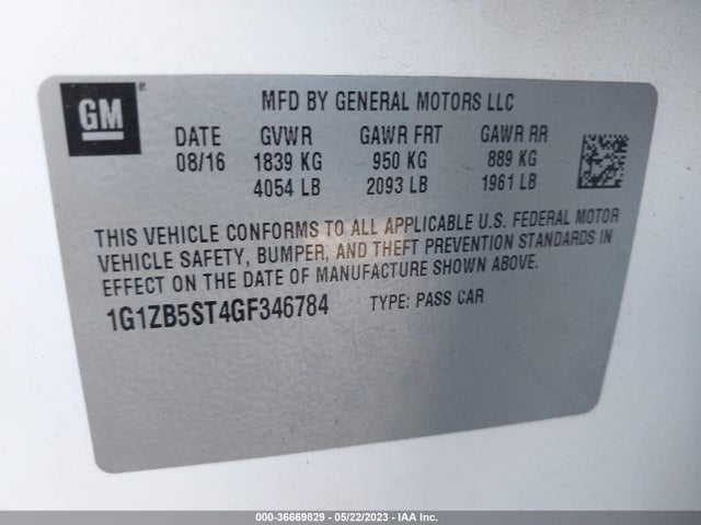 Chevrolet MALIBU LS 2016 1G1ZB5ST4GF346784 Image 9