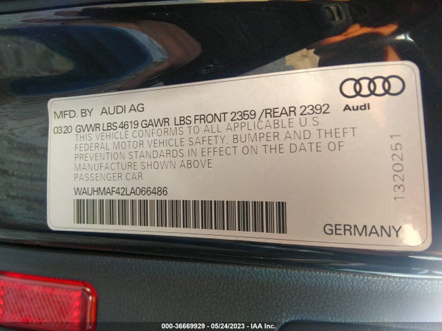 WAUHMAF42LA066486 Audi A4 Premium Plus