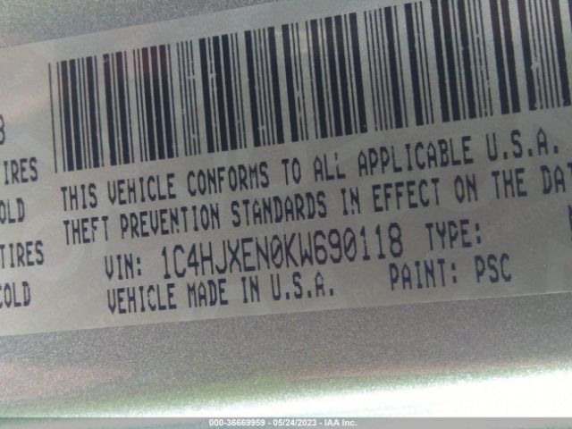 1C4HJXEN0KW690118 Jeep Wrangler Unlimited Sahara