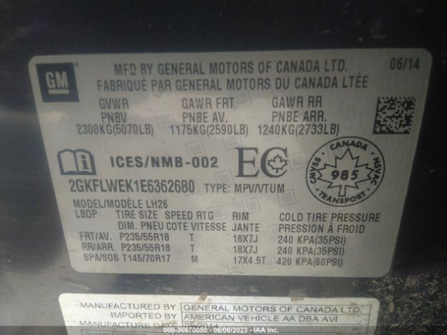 2GKFLWEK1E6362680 GMC Terrain Sle