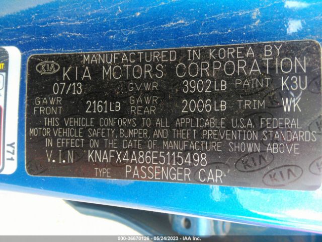 KNAFX4A86E5115498 KIA FORTE EX