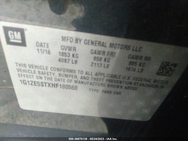 Chevrolet MALIBU LT 2017 1G1ZE5STXHF180568 Image 10