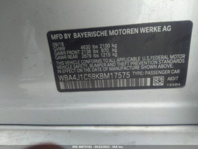 WBA4J1C58KBM17575 BMW 4 Series 430i