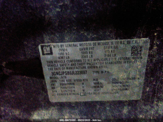 Chevrolet Trax Lt 2018 3GNCJPSB9JL223697 Image 9