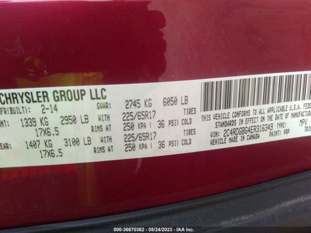 2C4RDGBG4ER316349 Dodge Grand Caravan Se