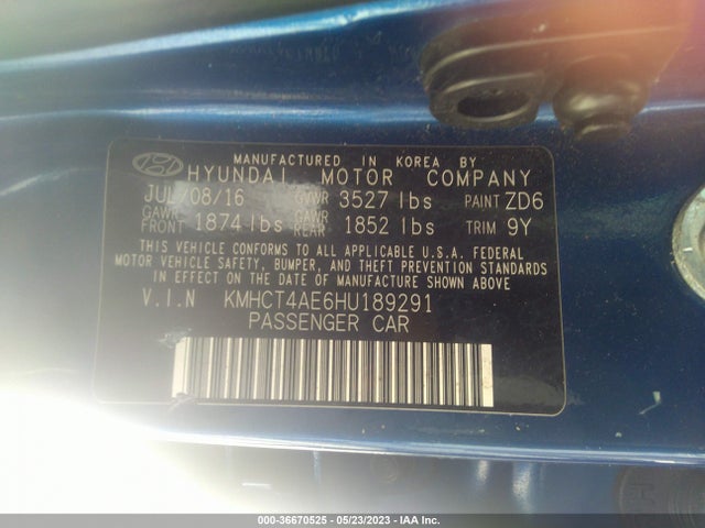 Hyundai ACCENT SE 2017 KMHCT4AE6HU189291 Image 10