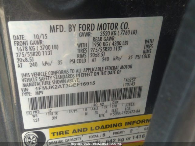 1FMJK2AT3GEF16915 Ford Expedition El Limited