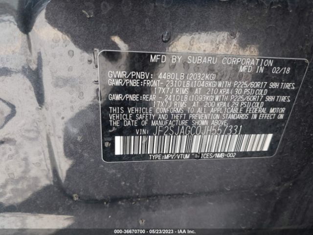 JF2SJAGC0JH557331 Subaru Forester Premium