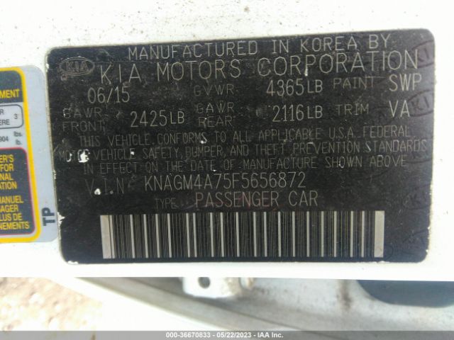 KNAGM4A75F5656872 KIA Optima Lx