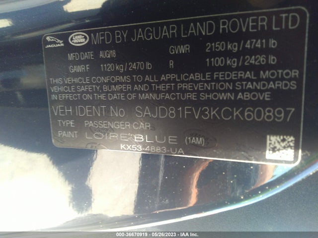 Jaguar F-type R-dynamic 2019 SAJD81FV3KCK60897 Image 11
