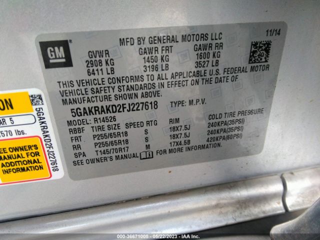 5GAKRAKD2FJ227618 Buick Enclave Convenience