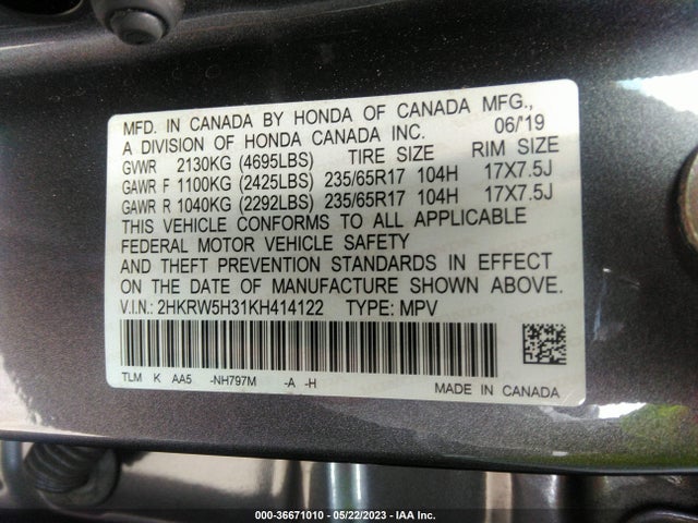 Honda CR-V LX 2019 2HKRW5H31KH414122 Image 9