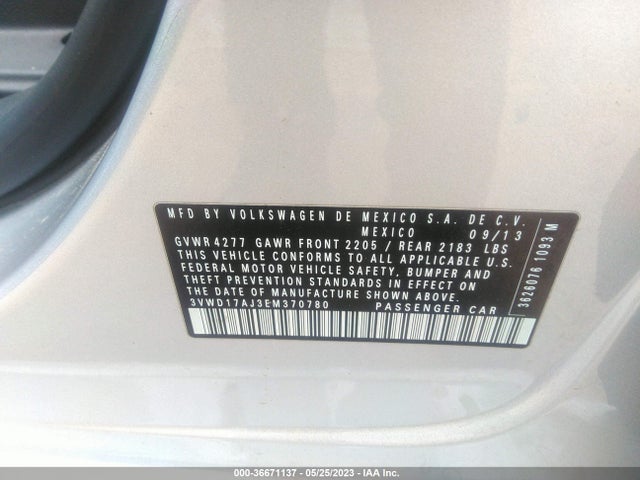 3VWD17AJ3EM370780 Volkswagen Jetta Sedan Se