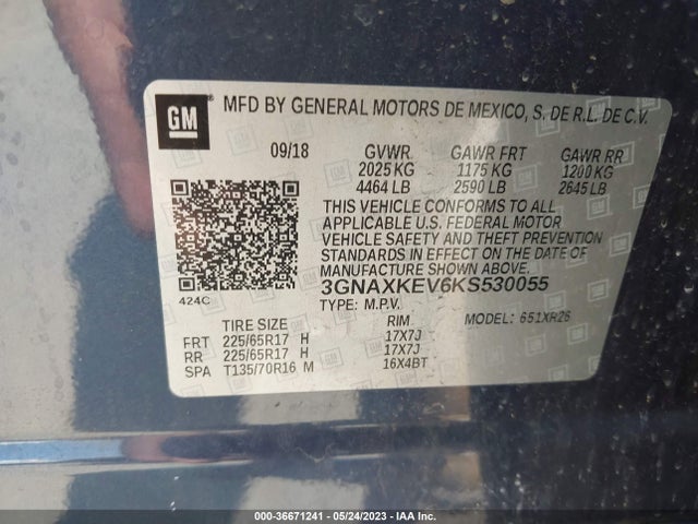 Chevrolet EQUINOX LT 2019 3GNAXKEV6KS530055 Image 9