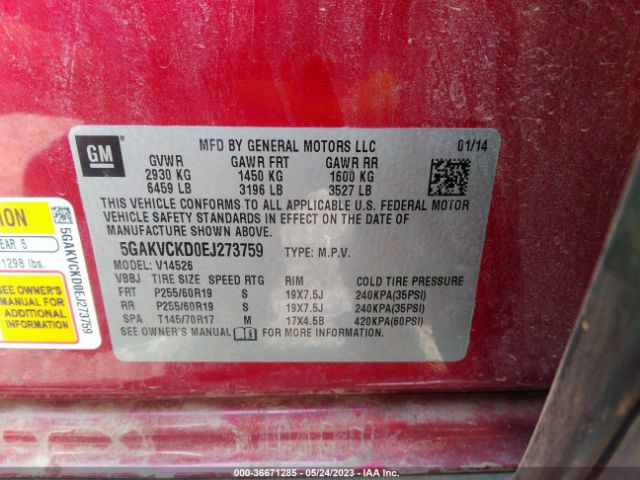 5GAKVCKD0EJ273759 Buick Enclave Premium