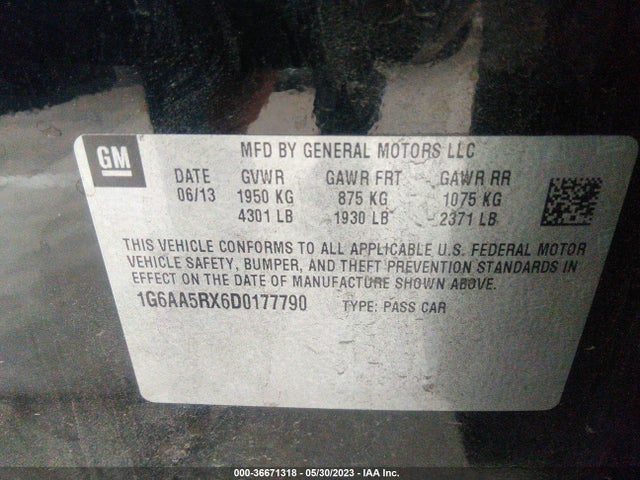 Продажа на аукционе авто 2013 Cadillac Ats, vin: 1G6AA5RX6D0177790, номер лота: 36671318