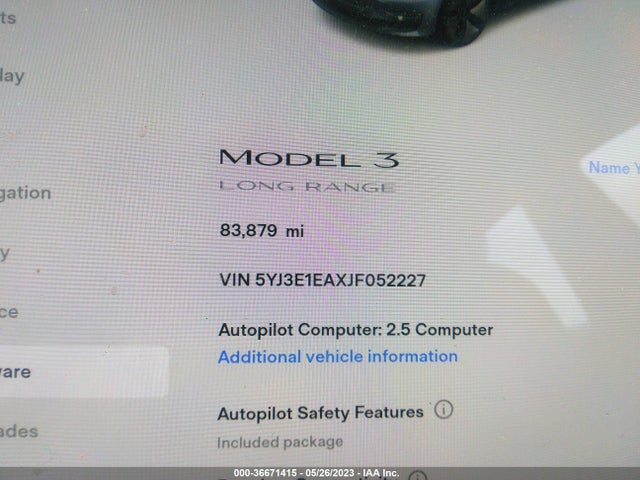 Tesla Model 3 Range Battery 2018 5YJ3E1EAXJF052227 Image 7