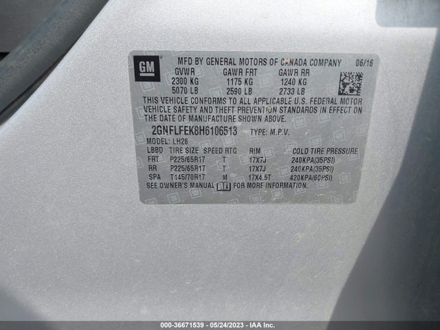 Chevrolet EQUINOX LT 2017 2GNFLFEK8H6106513 Image 10