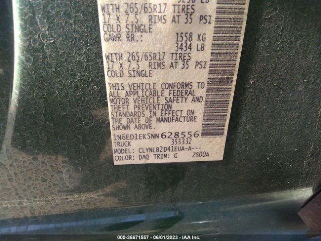 1N6ED1EK5NN628556 Nissan Frontier Sv