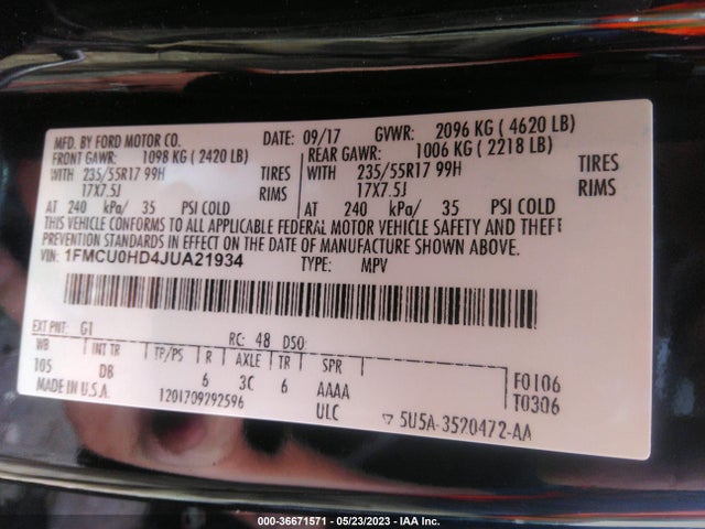 Ford ESCAPE SEL 2018 1FMCU0HD4JUA21934 Image 25