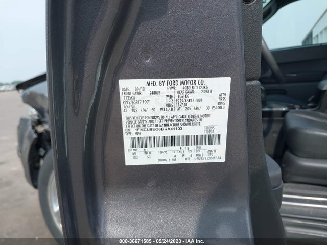 2011 FORD ESCAPE LIMITED VIN: 1FMCU9EG6BKA41103