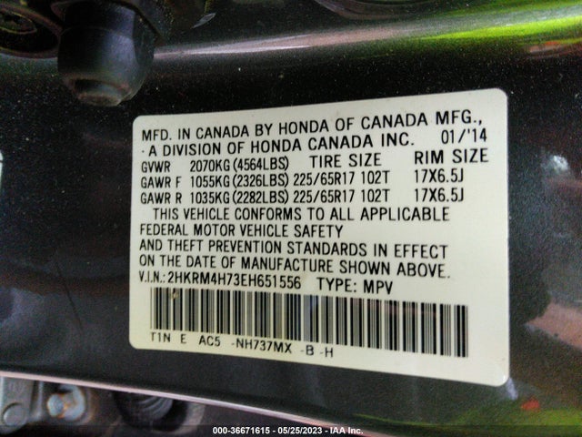 Honda Cr-v Ex-l 2014 2HKRM4H73EH651556 Image 9