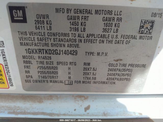 1GKKRTKD2GJ140429 GMC Acadia Denali