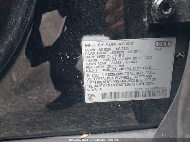 WA1LHAF74HD048387 Audi Q7 Premium Plus